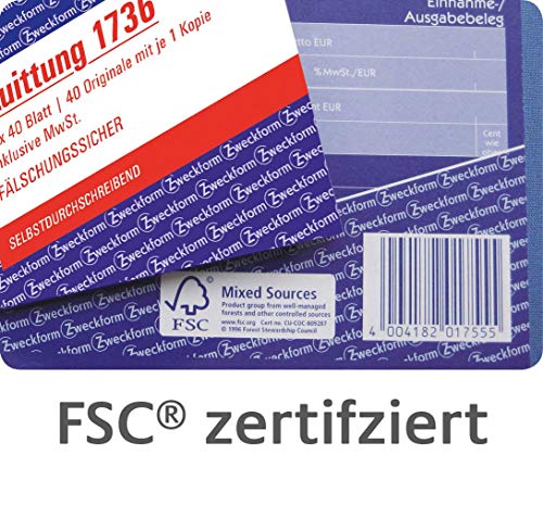 AVERY Zweckform 1756-5 Kassenbuch (A4, 2x40 Blatt, selbstdurchschreibend, nach Steuerschiene 300, EDV-gerechte Datenerfassung, von Rechtsexperten geprüft, für DE, ordnungsgemäße Buchführung) 5er-Pack