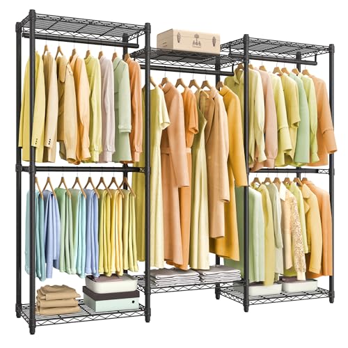 SONGMICS-Portable-Closet-Heavy-Duty-Clothes-Rack-Garment-Rack-687-Inch-Wide-Clothing-Rack-with-Adjustable-Mesh-Shelves-and-Hanging-Rails-Ink-Black-ULGR433B01 SONGMICS Portable Closet Heavy Duty Clothes Rack Garment Rack 687 Inch Wide Clothing Rack with Adjustable Mesh Shelves and Hanging Rails Ink Black ULGR433B01