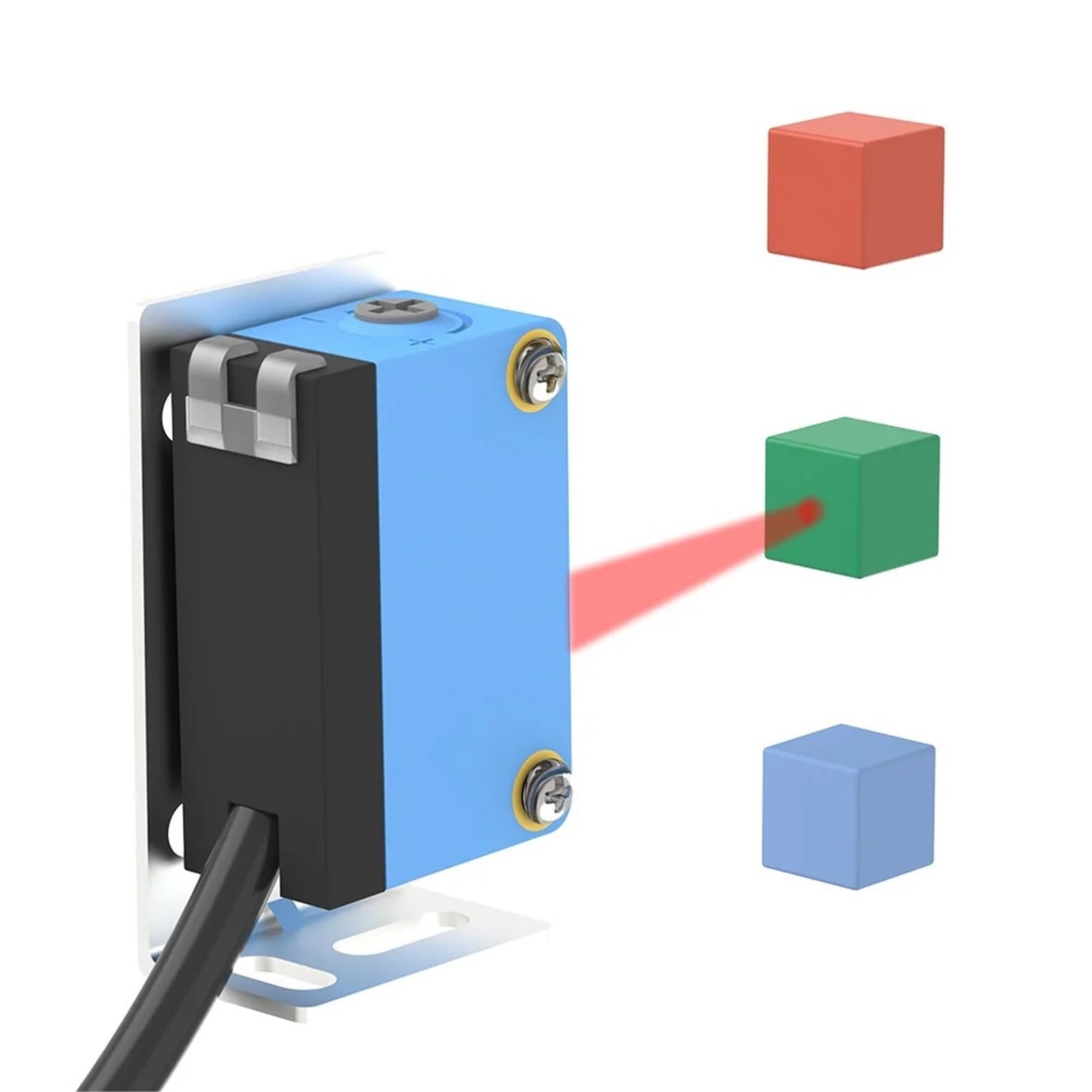 1 szt. Czujnik tłumienia tła NPN PNP 10-30 V DC Odległość wykrywania 30 cm Regulowany kwadratowy laserowy przełącznik optyczny (Laser spot NPN)