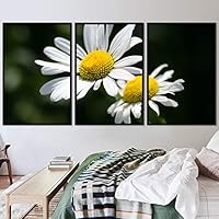 3 Piece Framed Canvas Wall Art White Blossom and Colorful Bouquet Canvas Prints Home Artwork Decoration for Living Room,Bedroom - 16