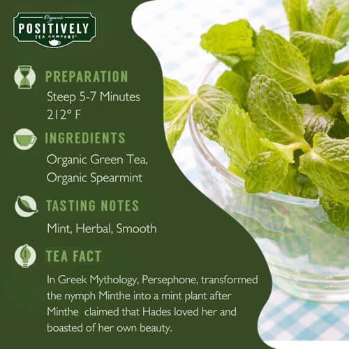 Image of Positively Tea, Organic Spearmint Green, Green Tea, Loose Leaf, 16 Ounce