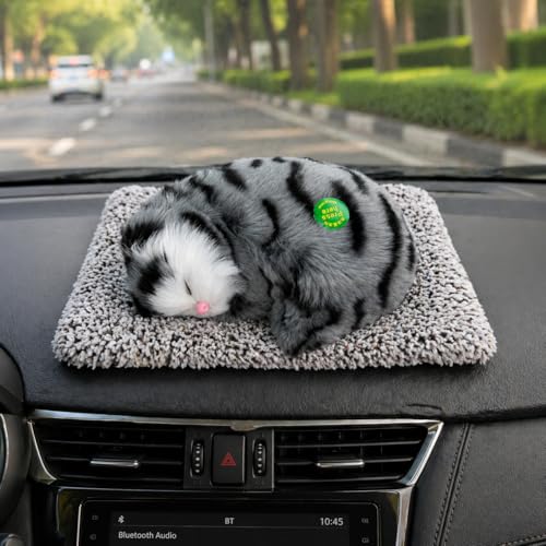 Image of Cute Sleeping Cat Soft Toy, Grey, Medium