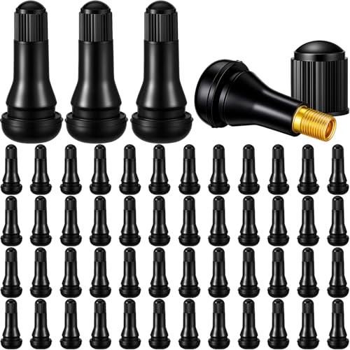 Image of Tallew 50 Pieces TR413 Tire Valve Stems, Rubber Snap-in Tubeless, Black | for 0.456 Inch Rim Holes Car Tubeless Tires, Standard Length Replacement, Bulk for Auto Repair Shops, Black Snap in Design