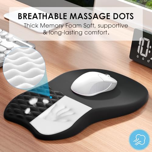 MROCO Ergonomic Mouse Pad with Wrist Support, Wrist Rest Mousepads for Carpal Tunnel Pain Relief, Memory Foam Pad with Massage Bulge and Non-Slip Base for Office, Home, Black