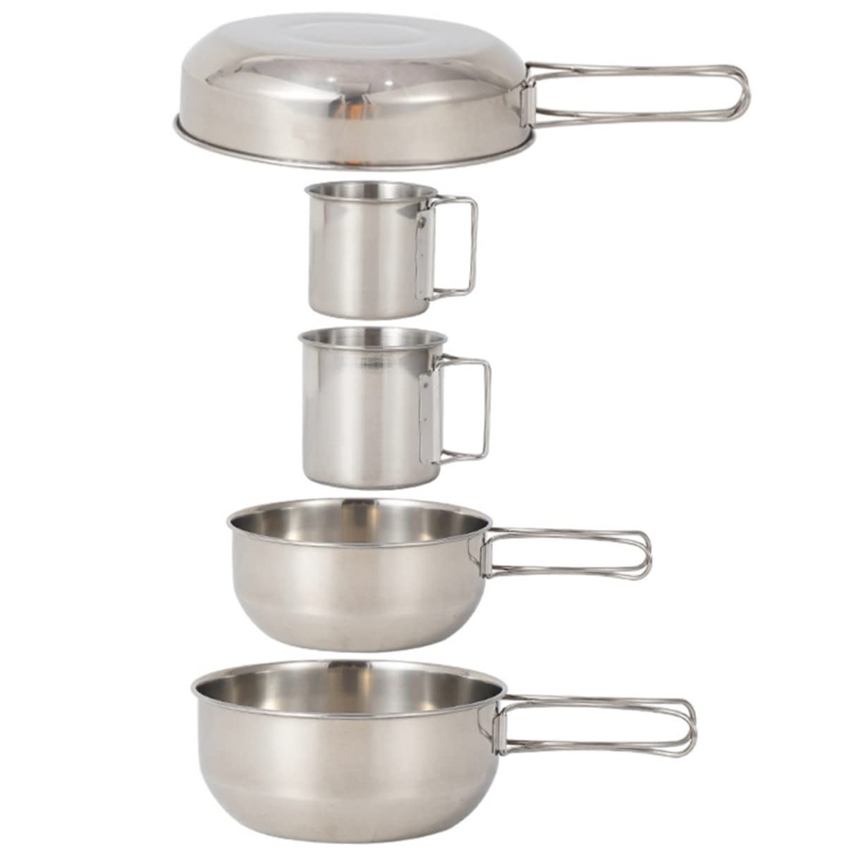 Toddmomy 5pezzi Ciotola Rotonda in Acciaio Inox per Campeggio Picnic e Barbecue Set di Stoviglie da Esterni Utensile da Cucina Durevole e Facile da Pulire