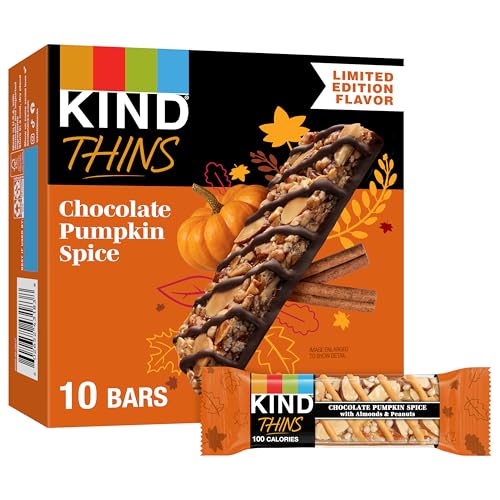 KIND THINS Chocolate Pumpkin Spice with Almonds & Peanuts, Gluten Free, 100 Calorie, Healthy Snacks (Pack of 1,10 Count Total)