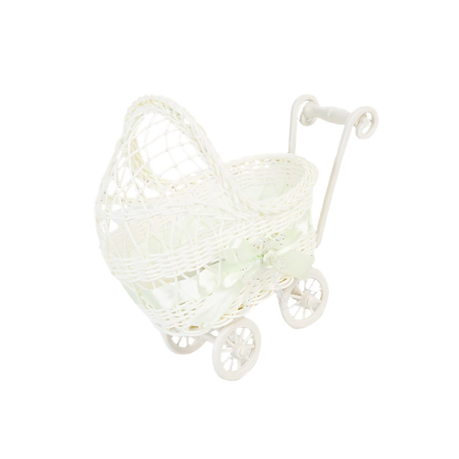 Creative Toy Cart Themed Plastics Storage Bin for Candy Fruit and Small Items Imitation Rattan Handwoven Basket Tiny Cart Treat Planner