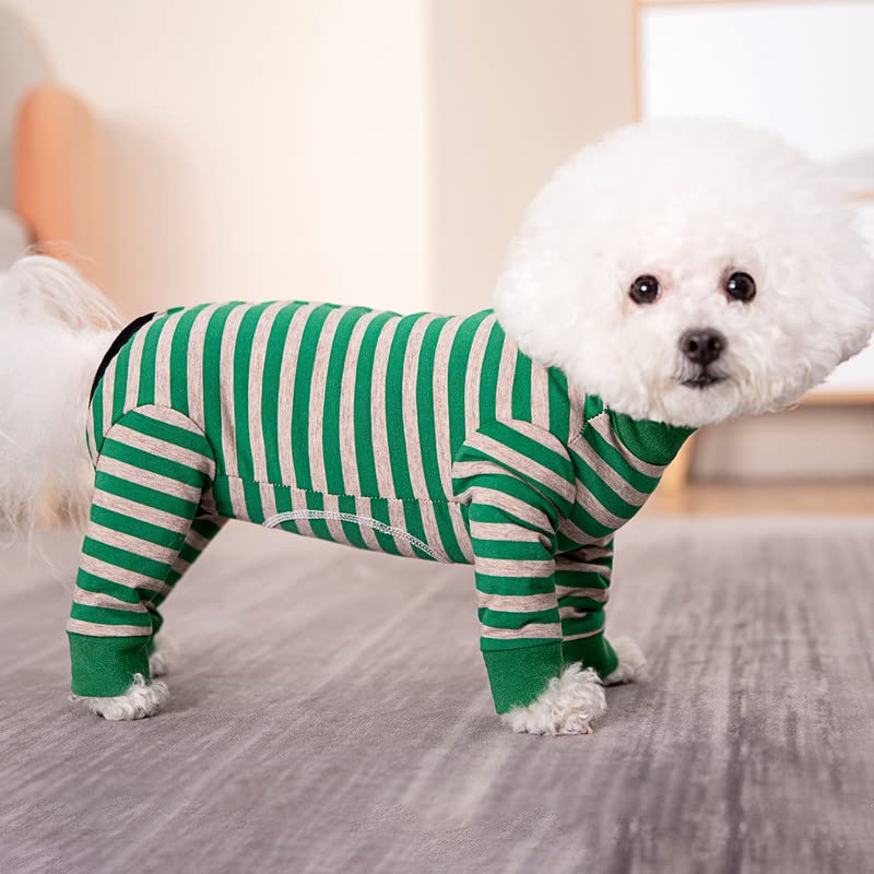 Image of Dog Surgery Recovery Suit for Small Dogs, 4-Legged Dog Onesie After Surgery with Back Snaps, Breathable Cotton Spay and Neuter Bodysuit for Female and Male Dogs