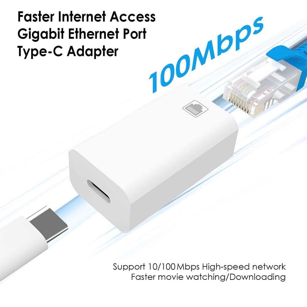 Adattatore Ethernet da USB C a RJ45, convertitore LAN di rete Gigabit 1000 Mbps, USB-C femmina a RJ45 femmina, hub Ethernet cablato per laptop, PC, tablet, bianco