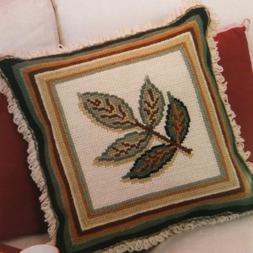 Kit broderie Arraiolos Rosários 4 coussin d'ameublement DIY canevas feuille naturelle