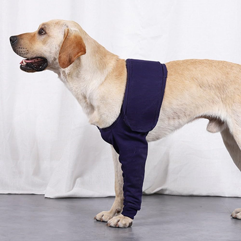 DONGKER Funda de protección antilamidos para perros, mangas de recuperación de cirugía para perros con calcomanías mágicas para lesiones en la pierna delantera de mascotas, recuperación de esguinces