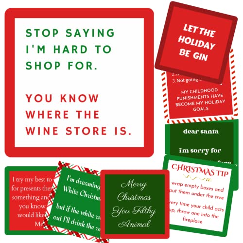 Christmas Coasters | Funny Cork Coasters | 8 in Gift Box | Hostess Gifts (Holiday)