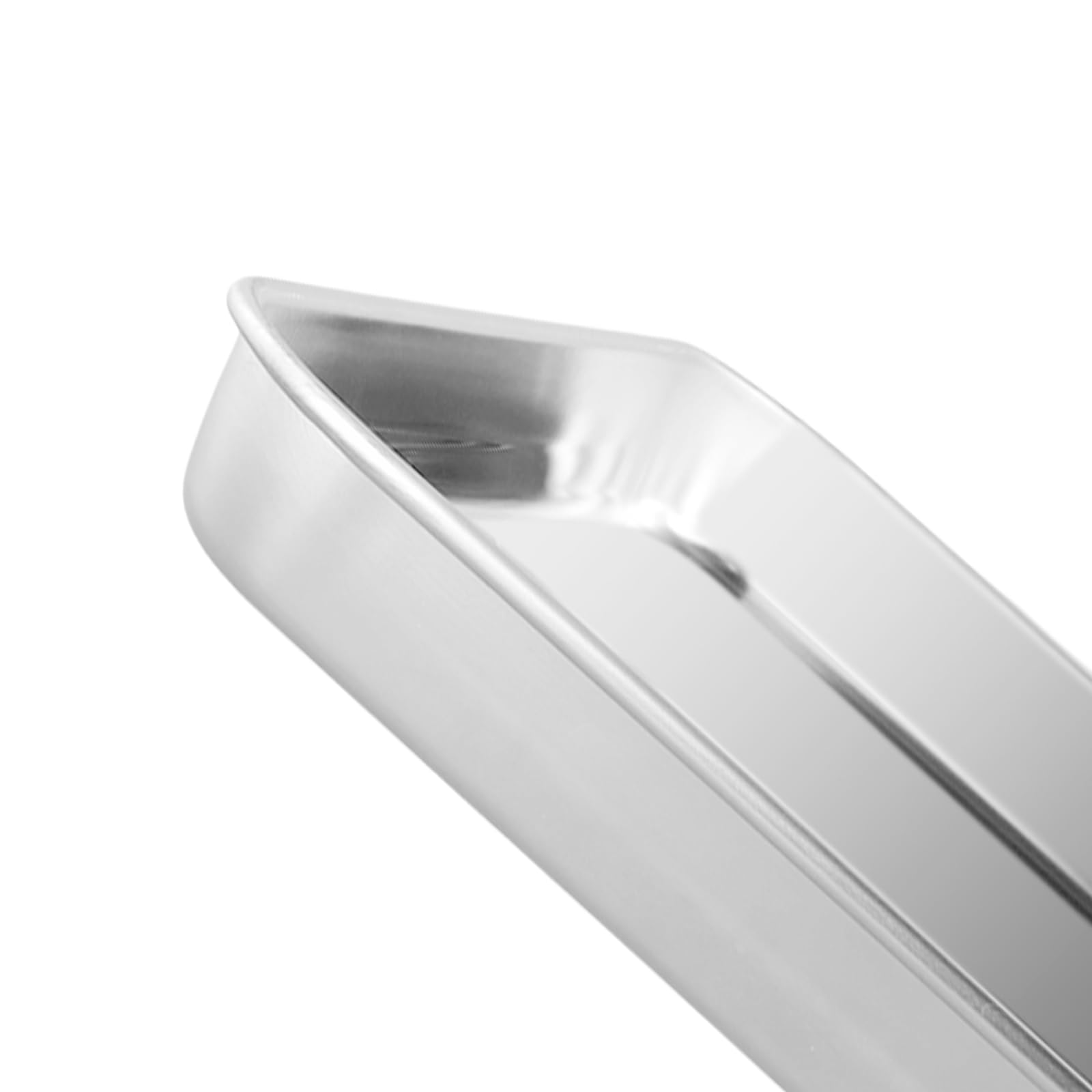 4 teglie da forno piccole in acciaio inox, rettangolari per arrostire, servire, cucinare, torte, biscotti, 23,5 x 17,5 x 2,5 cm, argento