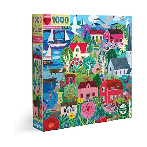 eeBoo: Piece and Love Swedish Fishing Village 1000 Piece Square Puzzle, Glossy, Sturdy Puzzle Pieces, A Cooperative Activity with Friends and Family Cover