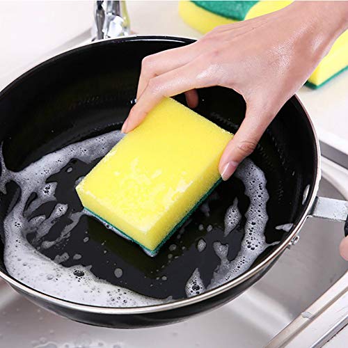 Kitchen Cleaning Sponges, Heavy Duty Non-Scratch Scrub Sponges for Dishes, Bathroom, Car Wash, All-Purpose Pad Scrubbing Bubbles Cleaner, Pack of 10