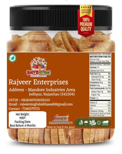 Image of RAJVEER ENTERPRISES Premium Afghan Anjeer | Whole Dried Figs | 100% Natural Healthy Dry Fruit Jar Pack (Anjeer, 500g)
