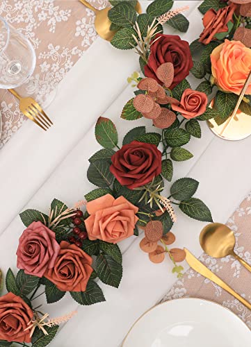 Garisey 5FT Artificial Rose Flower Burgundy Fake Floral Garland for Wedding Ceremony Backdrop Arch Flowers Table Centerpieces Decorations - Image 3