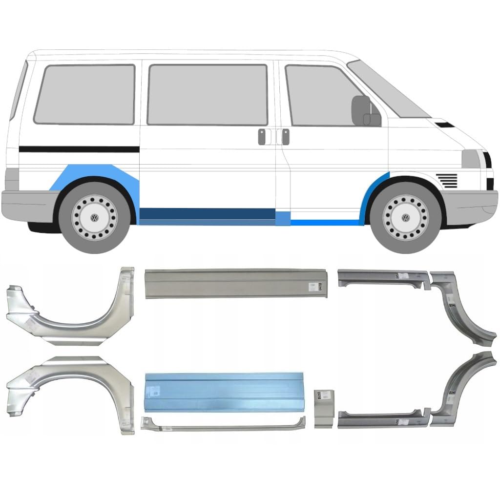 Reparaturblech Schweller + vorderer + hinterer Kotflügel für Volkswagen Transporter T4 90-03