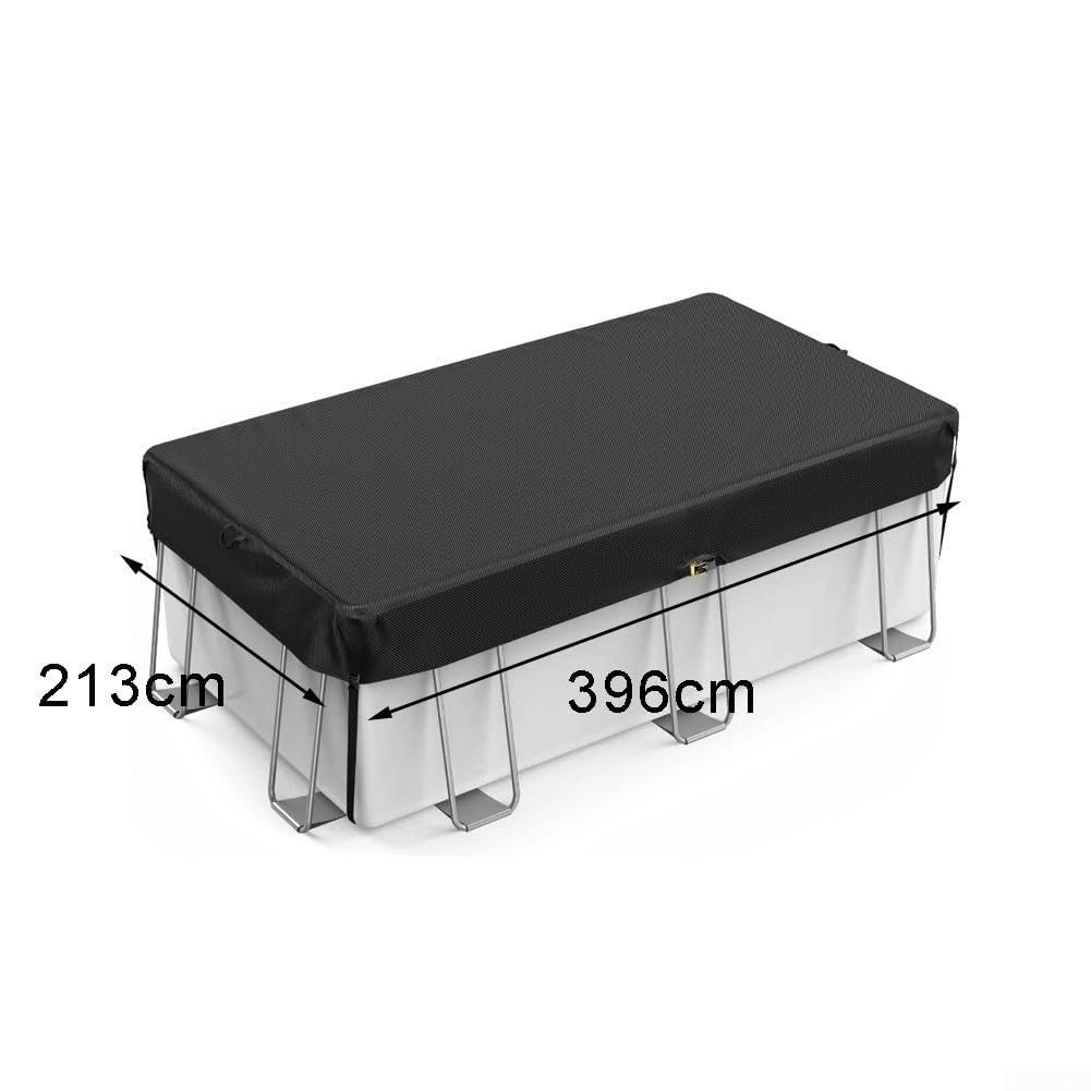Copertura rettangolare per piscina, 1,8 x 3,5 m, in tessuto Oxford resistente e impermeabile, per piscine con telaio, protezione dai detriti, colore nero (2,8 x 4,3 m)