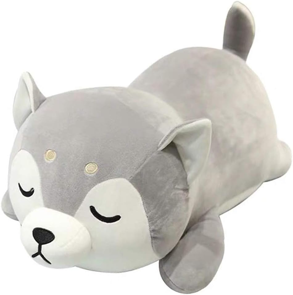 Husky Plush Pillow,Huskie Stuffed Animal Toy Puppy Throw Pillow for Kids,Valentine's Day,Christmas (19.6inch)