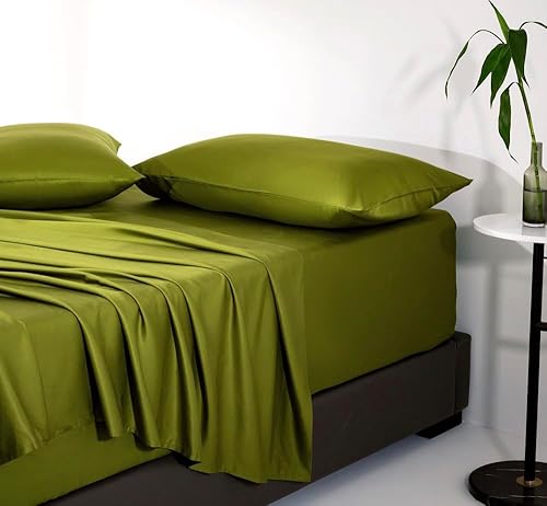TUMEI Juego de sábanas 100 de bambú tamaño Queen juego de ropa de cama Queen con bolsillo profundo sábanas de bambú de 4 piezas juego de sábanas de