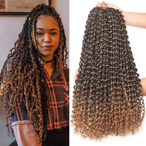 Leeven 18 Inch Passion Twist Braids for Butterfly Faux Locs, Water Wave Crochet Hair