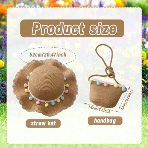 Lot De 2 Chapeaux De Paille Et Sac à Bandoulière Pour Enfants, Filles