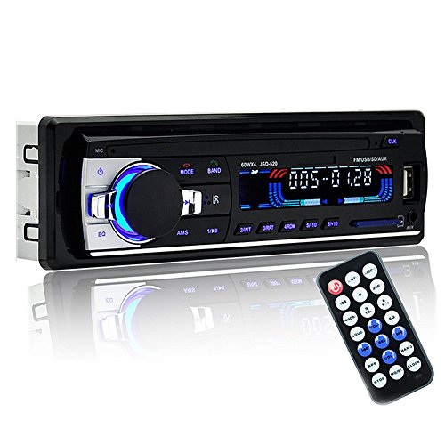 Reakosound - Autoradio de coche USB / SD / MP3, Bluetooth manos libres, radio FM, con mando a distancia, 1 DIN, negro
