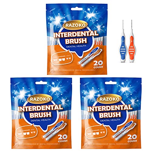 Brosse interdentaire, cure-dents, tête de soie dentaire, outil de nettoyage des dents facile à utiliser 60 pièces (2,8 mm/3,8 mm) Cover