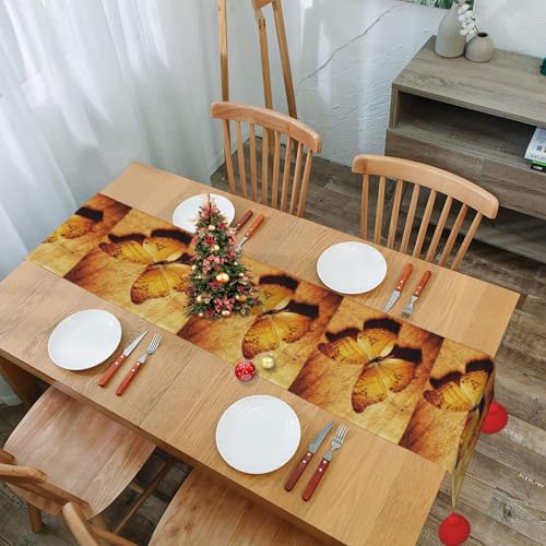 Chemin de table antidérapant avec pompons, textile de table premium motif rétro - 8