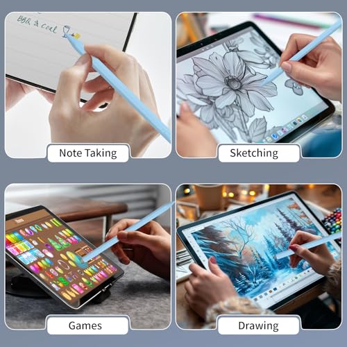 Image of 2-in-1 Pencil for Apple iPad, Stylus Pen for iPad, Stylus Pen for Touchscreen Suitable for iPad /iPhone /Samsung /Android Smartphone and Tablets, Compatible with All Touchscreen (Blue)