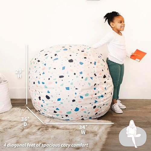 Image of Big Joe Fuf Medium Foam Filled Bean Bag Chair with Removable Cover, Dolce Terazzo Lenox, Durable Woven Polyester, 3 feet Big