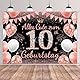 Tasoraor Deko 10. Geburtstag Hintergrund Mädchen - Schwarz Roségold Geburtstagsdeko 10 Jahre, Polyester Stoff Extra Große Geburtstagsbanner für Fotobox und Kindergeburtstags 110 x 150 cm