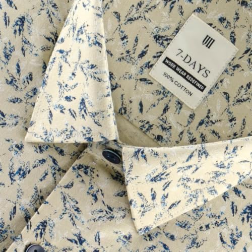 Image of 7-DAYS Men's Premium Formal Printed Shirt - 100% Cotton, Regular Fit, Full Sleeves, with Pocket - Stylish for Special Occasions.