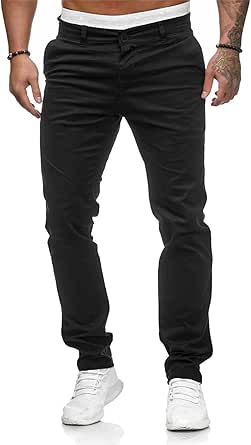 HUNGSON Mens Chinos Slim Fit Stretch Flat-Front Skinny Dress Pants