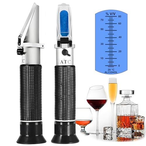 Handheld Alcohol Refractometer,V·RESOURCING 0~80% Alcohol Content Measurement Tool Tester for Spirits Distilled Ethanol with Water Like Whiskey, Brandy;Used in Scientific Research, Alcohol Purchase