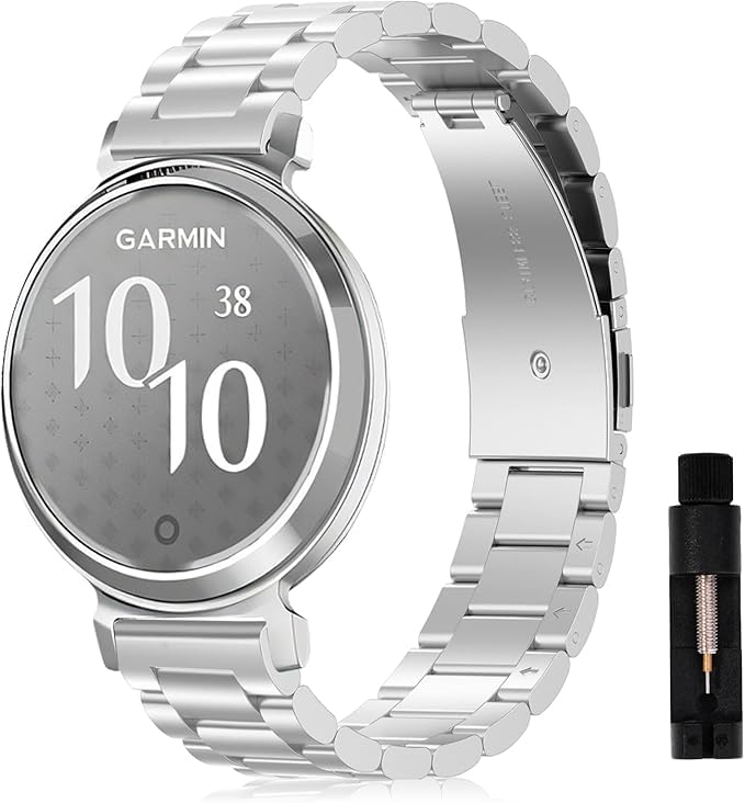 NicMool Metal Correa Compatible con, Mujeres y Hombres Ajustable Metal Acero Inoxidable Pulsera Repuesto Correas para - Plata