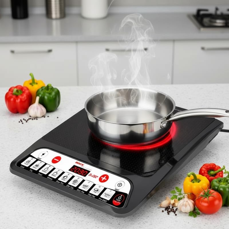 Image of Drumstone (15 Years Warranty) 2000W Portable Induction Cooktop - Fast Heating Electric Stove with Digital Display, Auto Shut-Off, Preset Cooking Modes & Energy-Saving Design