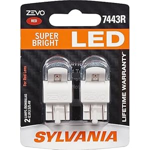 SYLVANIA – 7443 T20 ZEVO LED Red Bulb – Bright LED Bulb, Ideal for Stop and Tail Lights (Contains 2 Bulbs)