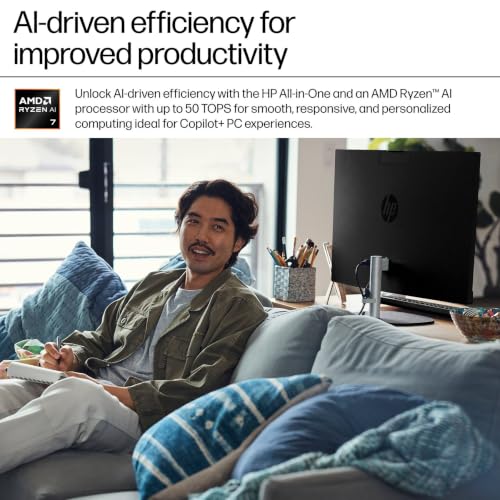 Image of HP 27 inch FHD All in One Touchscreen Desktop Computer, 64GB DDR5-5600, 2TB SSD | AMD Ryzen AI 7 350(Max 5.0 GHz), FHD IPS Display, Win 11 Pro, for Home & Office, Adjustable Height, KB & Mouse, W /AI Recorder