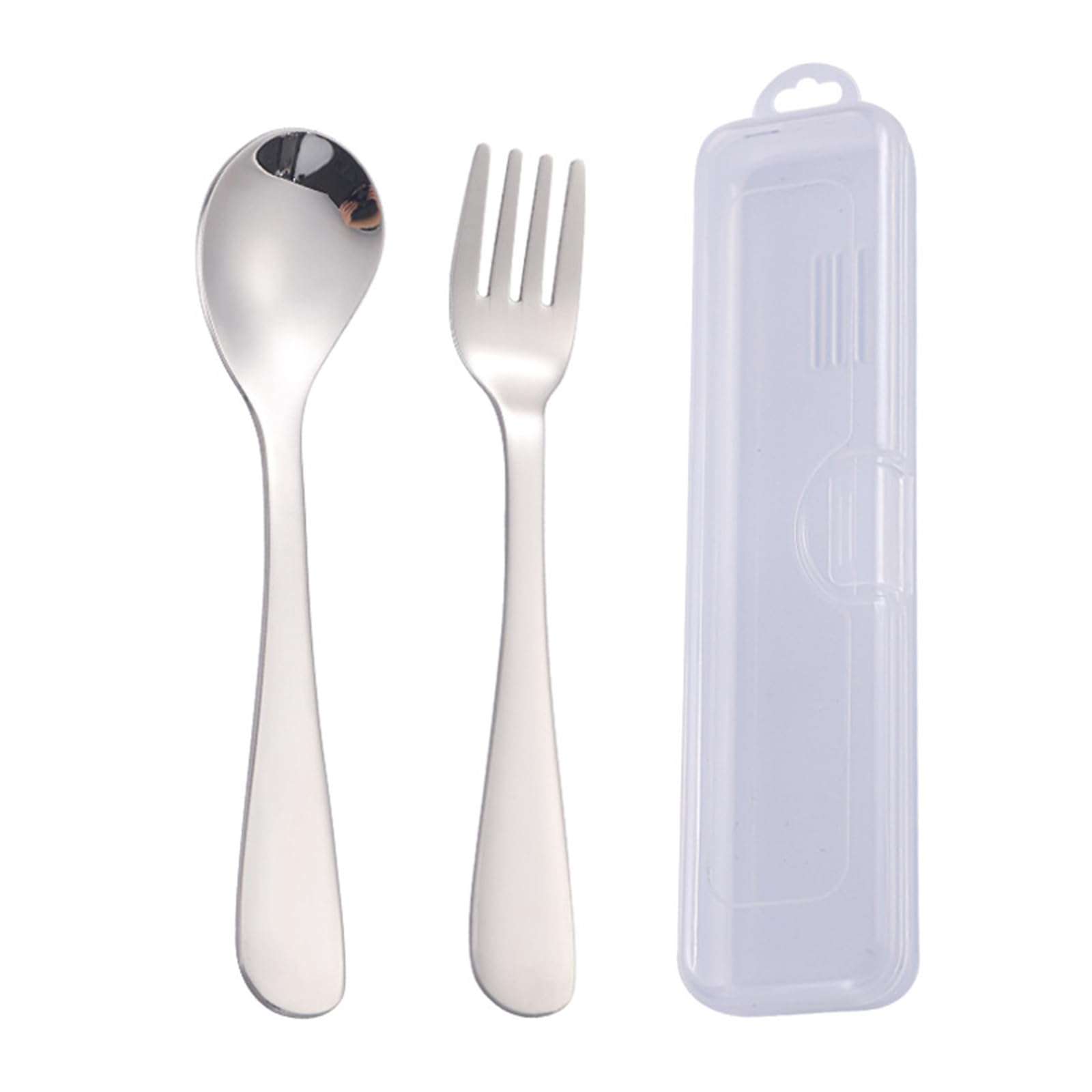 Spoon & Fork Set with Storage Case Stainless Steel Kids Cutlery Food Feeder Toddler Learn to Eat Utensils Set Baby Utensils Stainless Steel