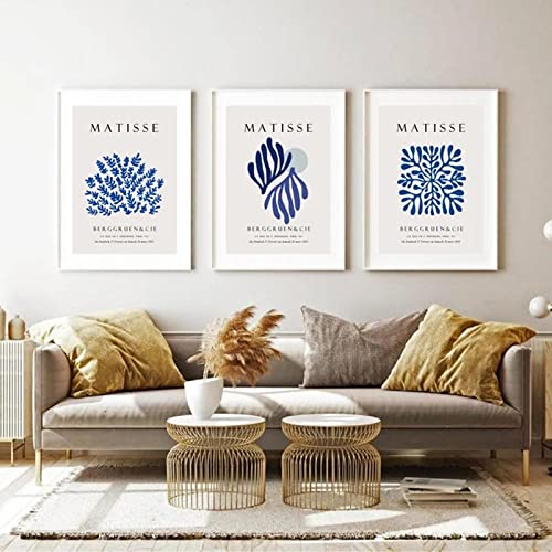 Affiche Matisse Feuille Bleu et Fleur impression sur toile de qualité