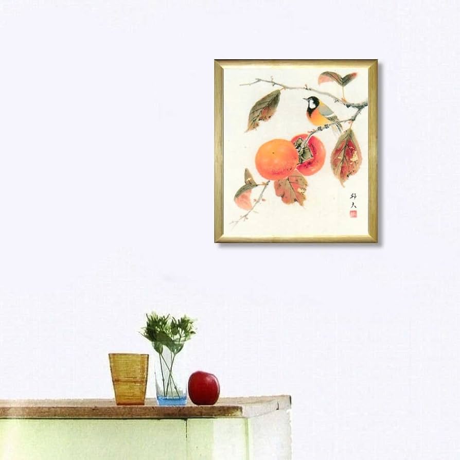 Amazon.co.jp: 片山邦夫 柿 色紙 ナチュラル 日本画 静物画 カキ 花鳥