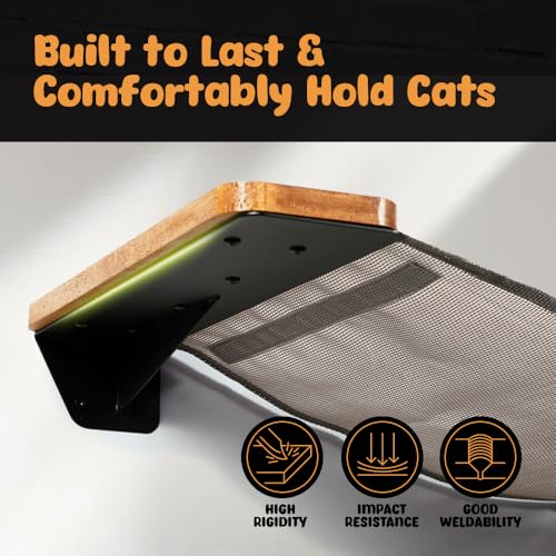 PETCOMO Rede de parede para gatos com design de tecido duplo – cama de gato resistente montada na pa