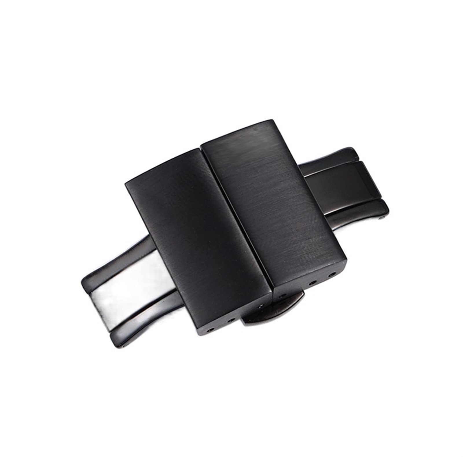 Ganyuu Svart Solid Double Push Button Fold Stainless Steel Watch Buckle Butterfly Deployment Clasp Watch Strap 18Mm 20Mm 22Mm Watch Buckle (Color : Size : 18Mm)
