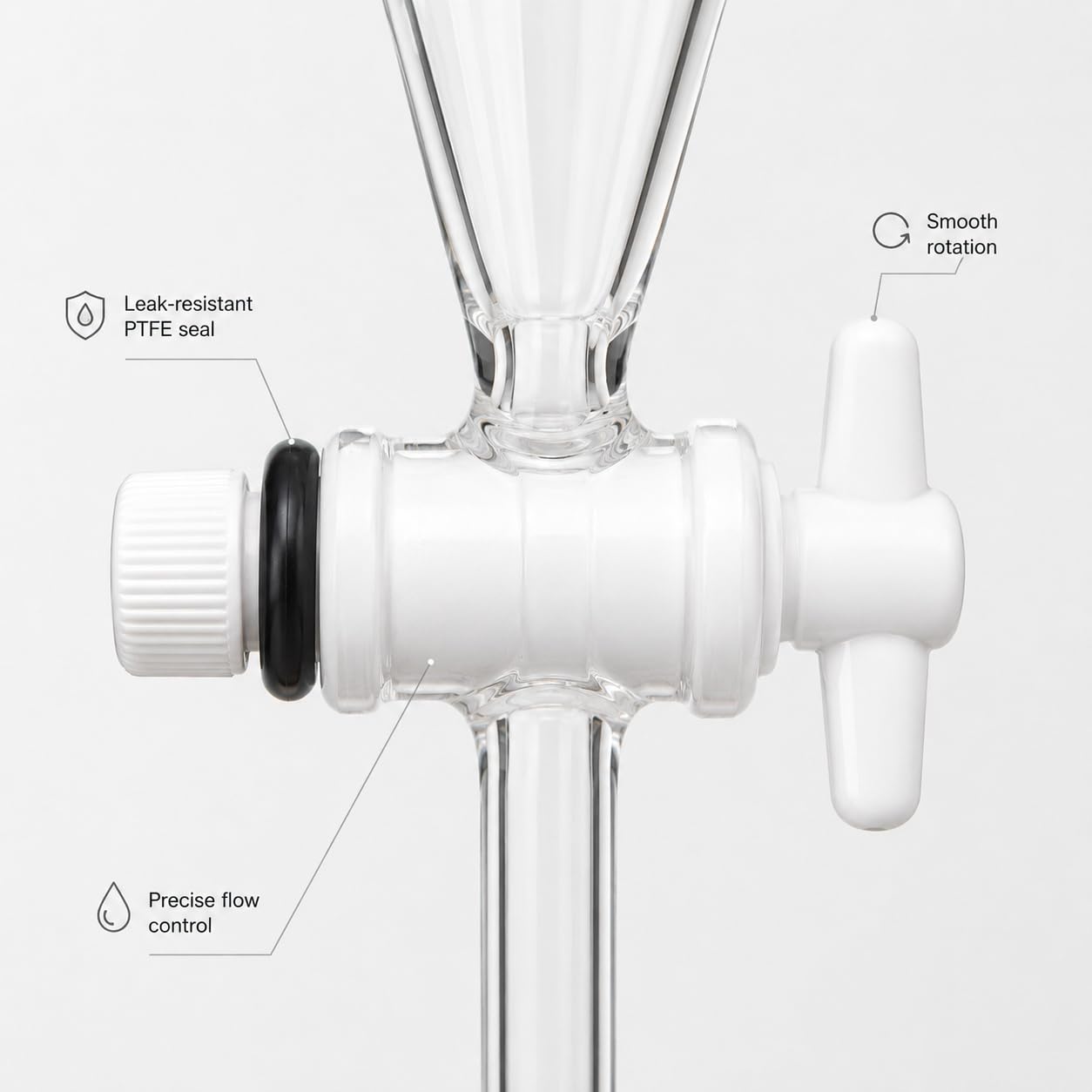 Embudo Separador Piriforme Vidrio Borosilicato Llave PTFE Extracción-10000ml 29/32