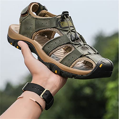 Men Casual Beach Outdoor Water Shoes Breathable Trekking Hiking Climbing Fishing Genuine Leather Leisure Sandals(42)4