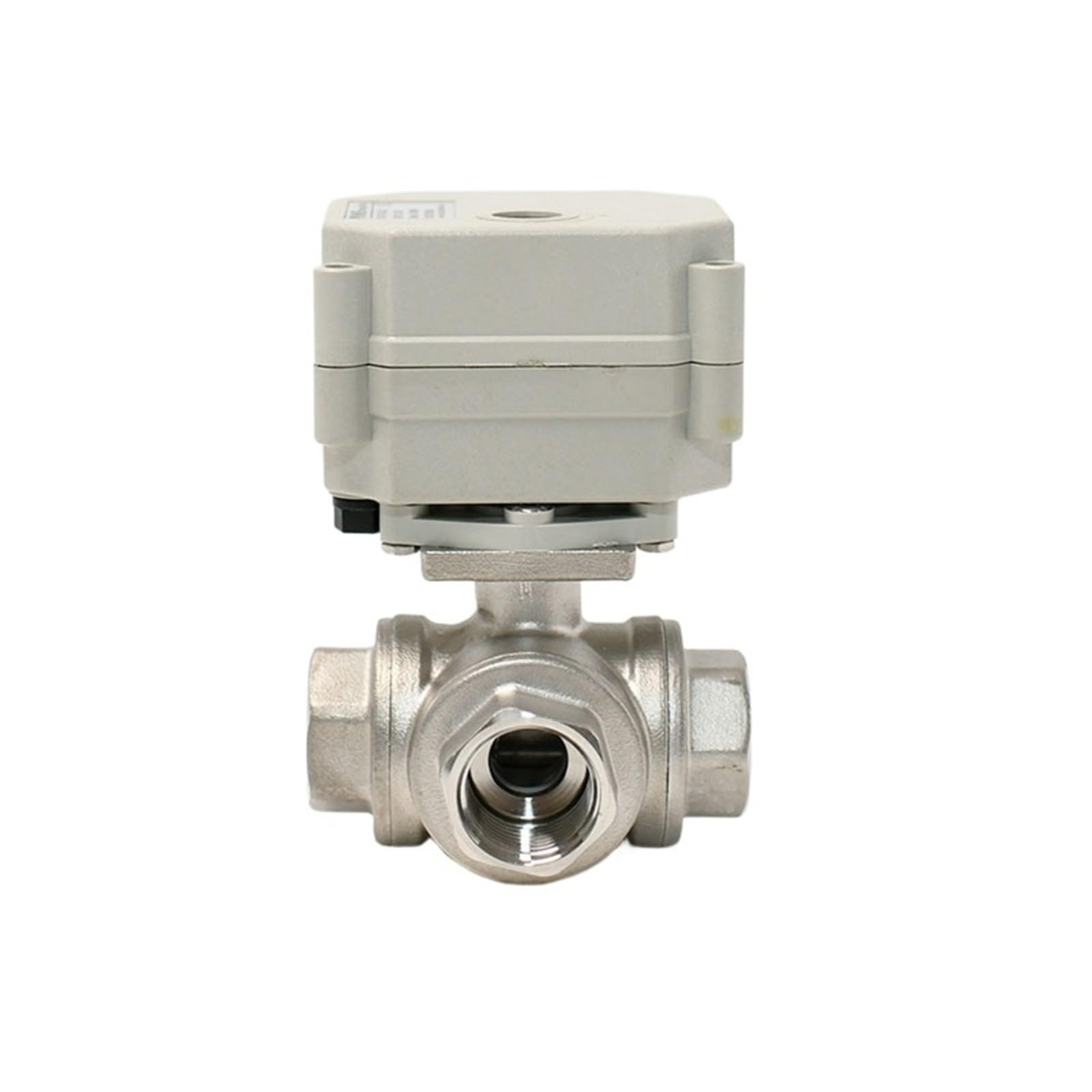 Vanne à boisseau sphérique électrique 3 voies inox DN15 haute précision