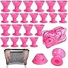 40-Pcs-Pink-Magic-Hair-Rollers-Include-20pcs-Large-Silicone-Curlers-and-20pcs-Small-Silicone-Curlers JANYUN 40 Pcs Pink Magic Hair Rollers Include 20pcs Large Silicone Curlers and 20pcs Small Silicone Curlers