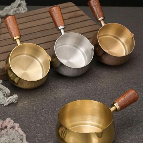 Vaso medidor espresso acero inoxidable 180 ml con mango madera miniatura 3